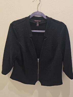 Material Girl Black Textured Zip Blazer